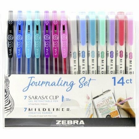 ZEBRA PEN Pen and Marker Set, Sarasa/Mildliner, Journaling, 1 AST, 14PK ZEB10014